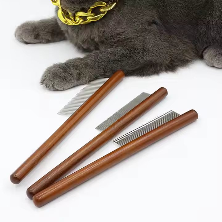 Wooden Handle Pet Grooming Comb – For Long & Short-Haired Dogs and Cats - A set of 3