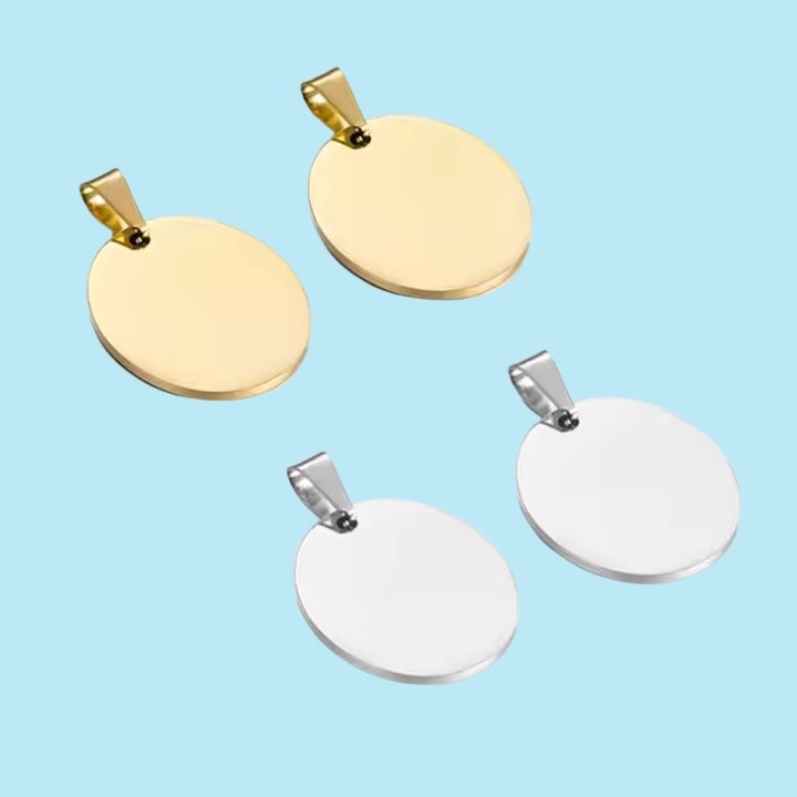 Custom Polished Stainless Steel Round Pet ID Tag - Small Size 25mm*25mm